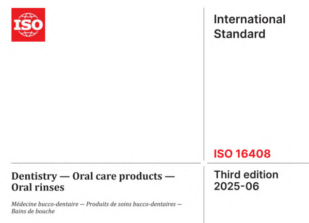 ISO 16408:2025 pdf download,Dentistry — Oral care products — Oral rinses.