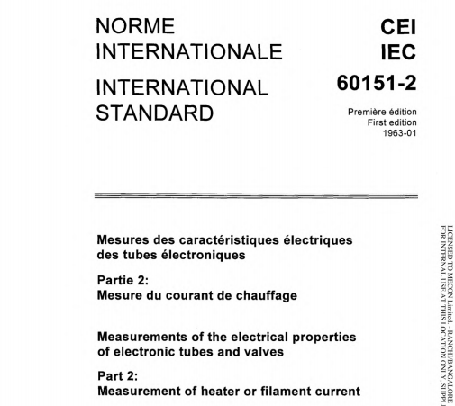 IEC 60151-2:1963 pdf download,Measurements of the electrical properties of electronic tubes and valves - Part 2: Measurement of heater or filament current.