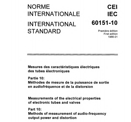 IEC 60151-10:1966 pdf download - Measurements of the electrical properties of electronic tubes and valves. Part 10: Methods of measurement of audio-frequency output power and distortion
