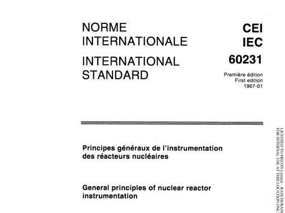 IEC 60231:1967 pdf download - General principles of nuclear reactor instrumentation