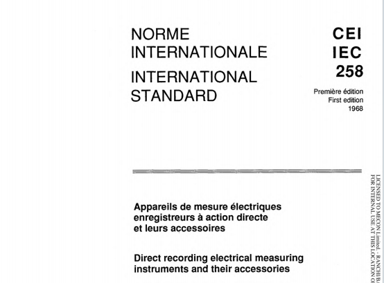 IEC 60258:1968 pdf download - Direct acting recording electrical measuring instruments and their accessories