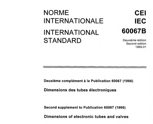 IEC 60067B:1969 pdf download - Second supplement - Dimensions of electronic tubes and valves